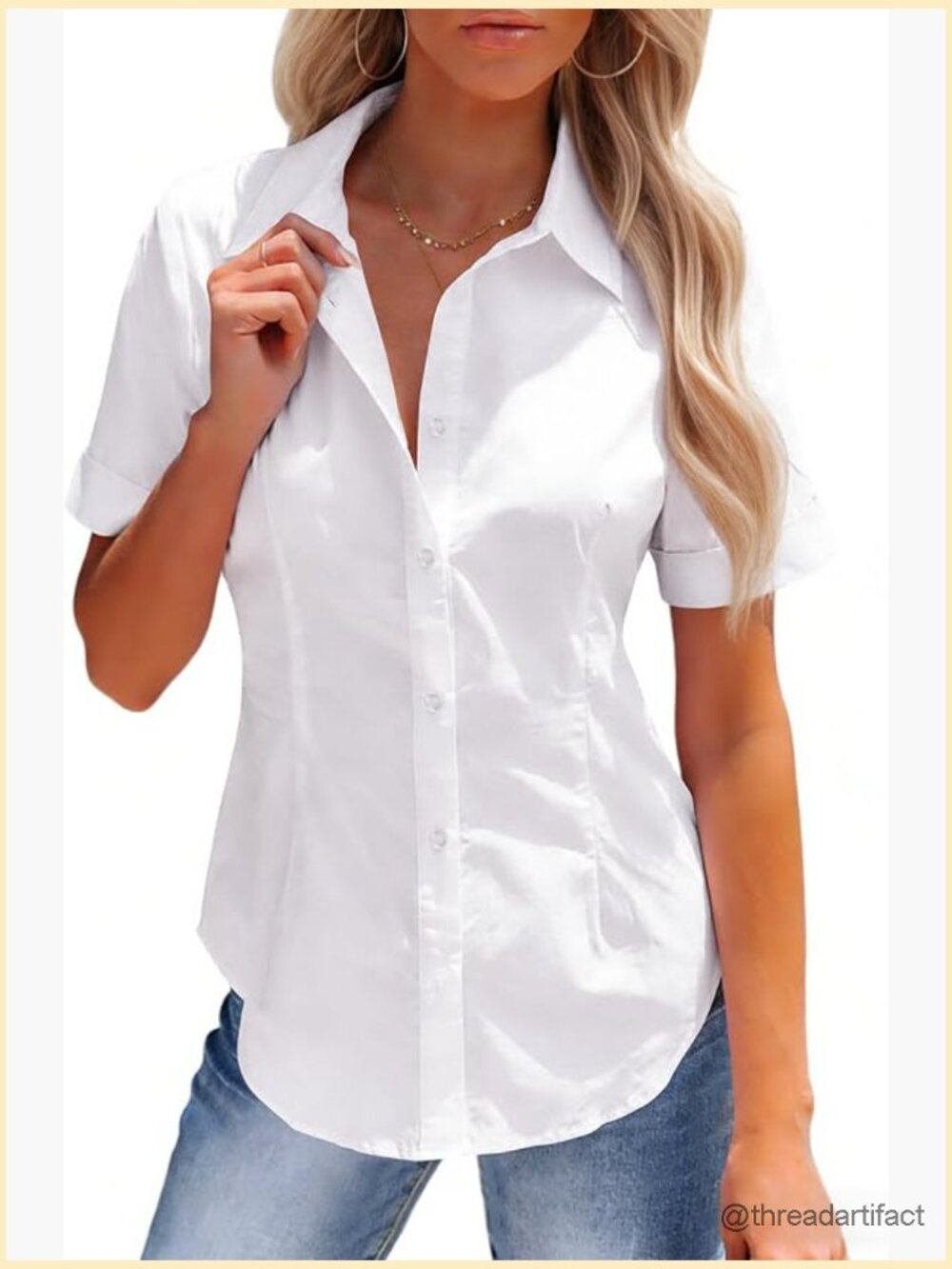 Stain Resistant Button Down Shirt Short Sleeve Wrinkle Free Business Casual